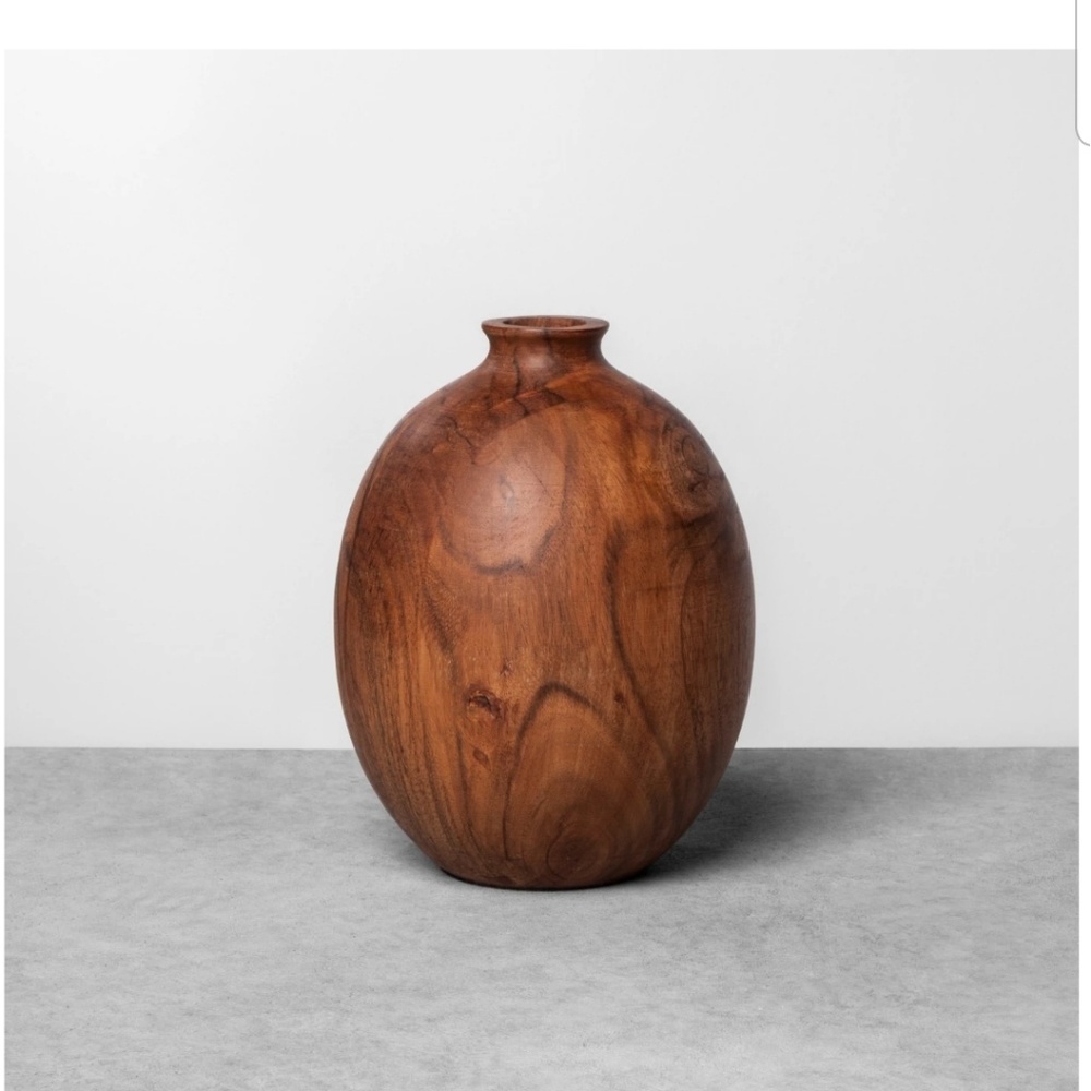 Wooden vase with free greenery